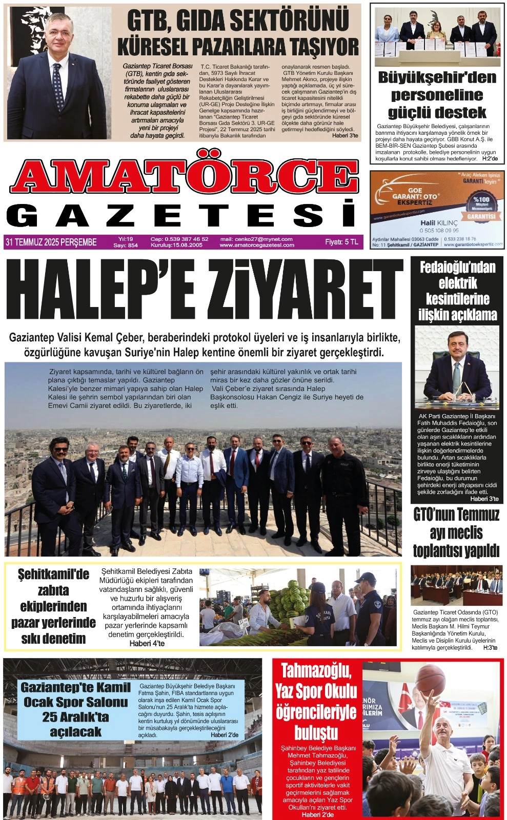 Amatörce Gazetesi 854. Sayı 