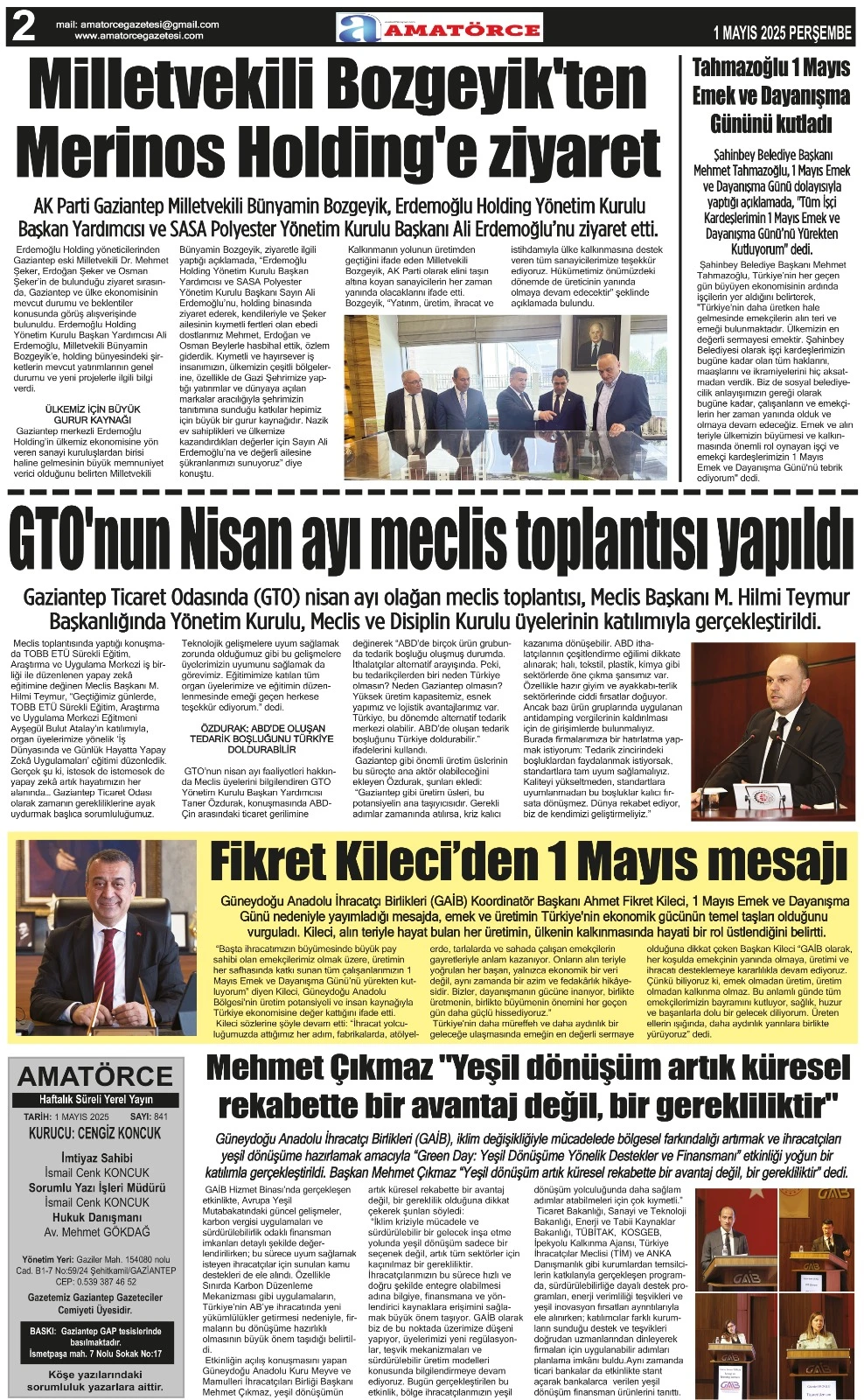 Amatörce Gazetesi 841. Sayı 2. Sayfa 