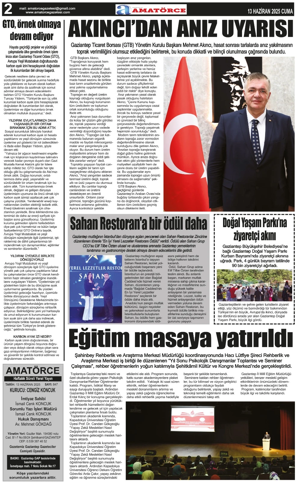 Amatörce Gazetesi 847. Sayı 2. Sayfa 