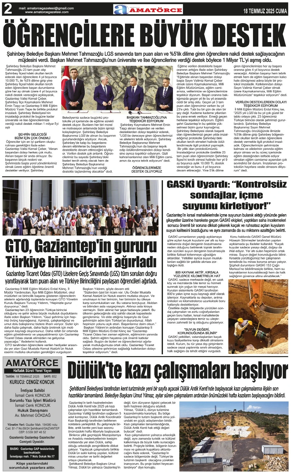 Amatörce Gazetesi 852. Sayı 2. Sayfa 
