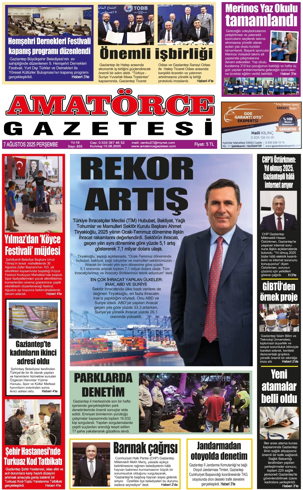 Amatörce Gazetesi 855. Sayı 1. Sayfa