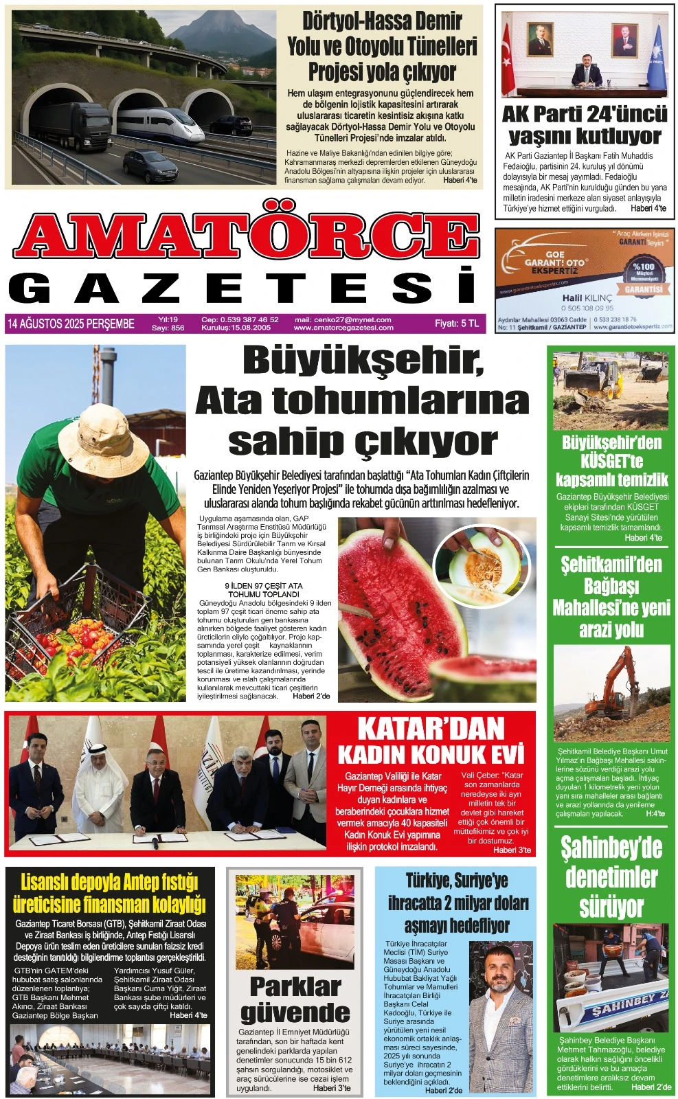 Amatörce Gazetesi 856. Sayı 1. Sayfa 