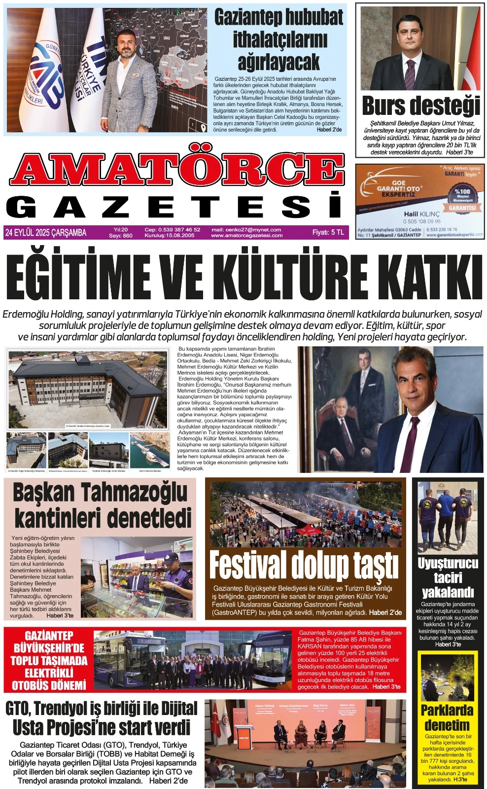 Amatörce Gazetesi 860. Sayı 1. Sayfa 