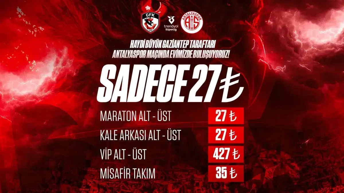 Gaziantep FK - Antalyaspor maçı biletleri satışa çıktı