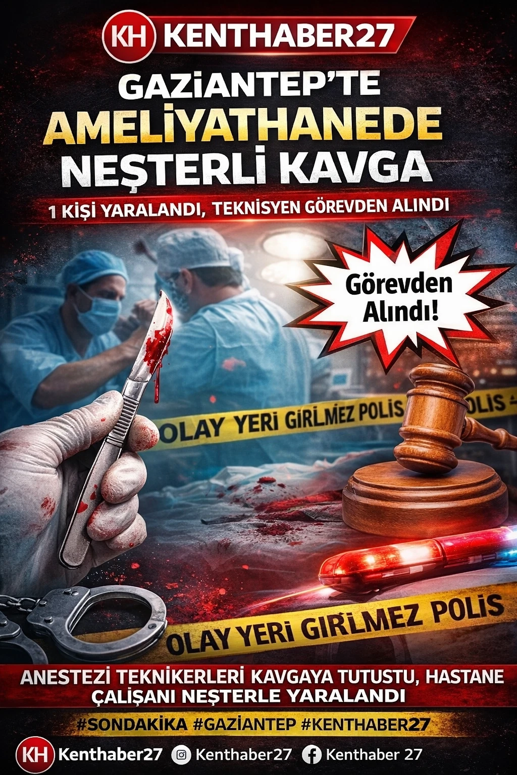 Gaziantep&rsquo;te Ameliyathanede Neşterli Kavga: 1 Kişi Yaralandı, Teknisyen G&ouml;revden Alındı