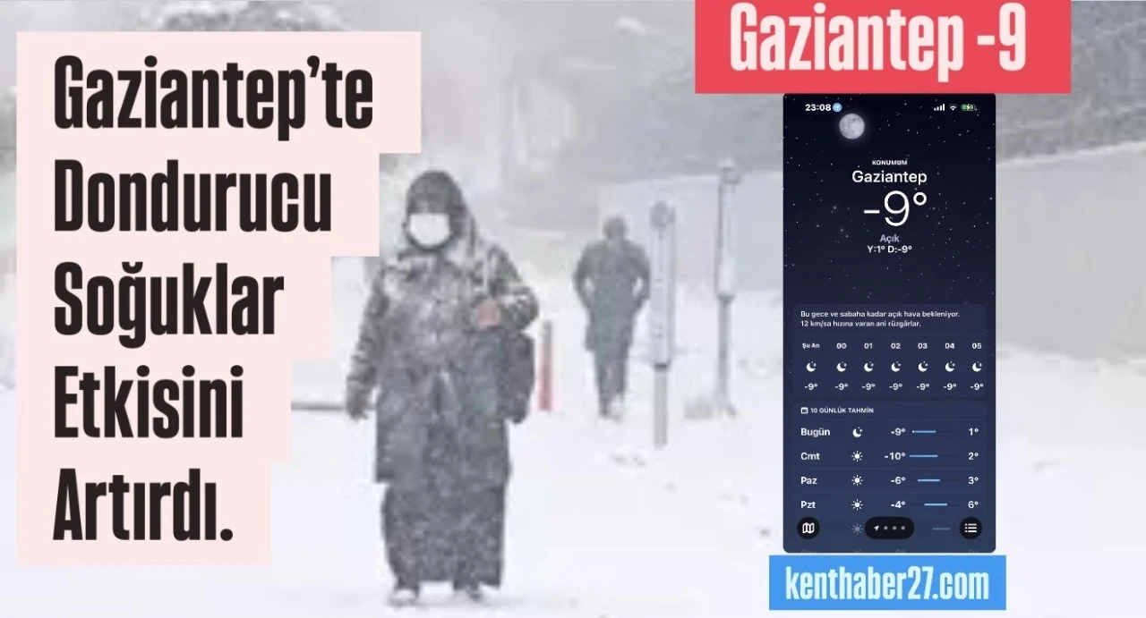 Gaziantep&rsquo;te Dondurucu Soğuklar etkisini artırdı. Termometreler -9