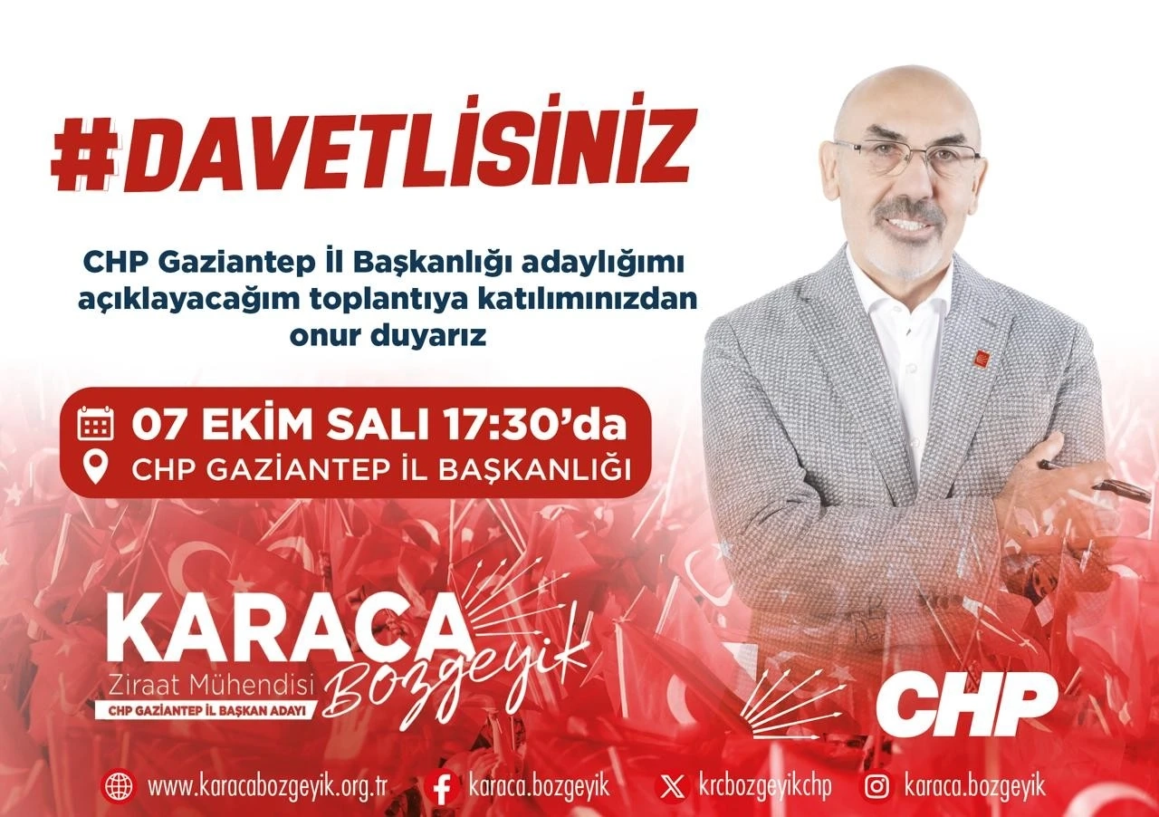 Karaca Bozgeyik, CHP Gaziantep İl Başkanlığına Adaylığını Açıkladı