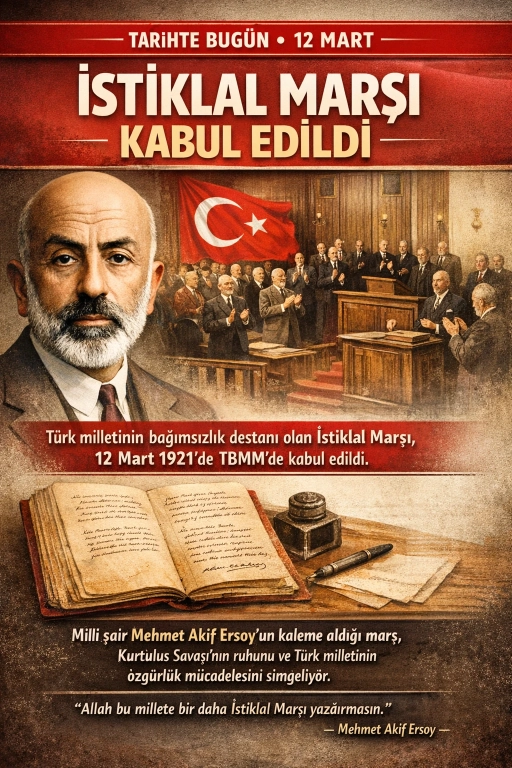 12 Mart Tarihte Bug&uuml;n: İstiklal Marşı&rsquo;nın Kabul&uuml;