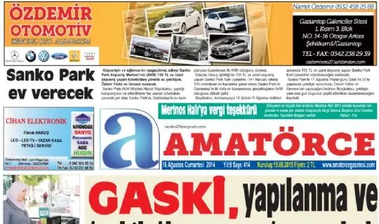 AMATÖRCE GAZETESİ 1 SAYFA