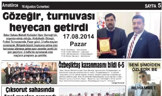 AMATÖRCE GAZETESİ 5. SAYFA