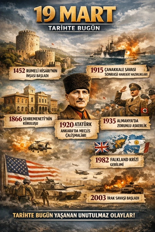 19 Mart&rsquo;ta Tarihte &Ouml;ne &Ccedil;ıkan Olaylar