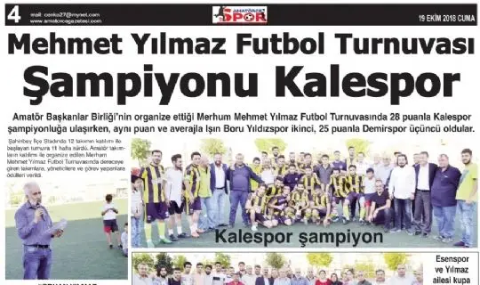 MEHMET YILMAZ FUTBOL TURNUVASINDA ŞAMPİYON KALESPOR