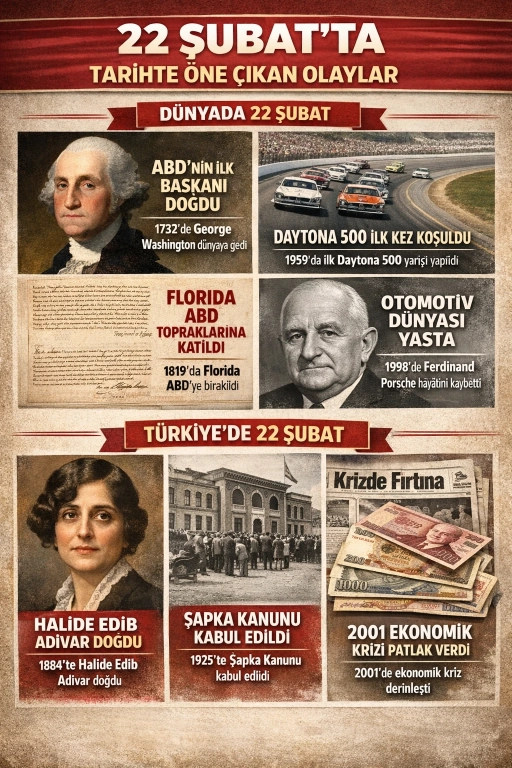 22 Şubat&rsquo;ta Tarihe Damga Vuran Olaylar