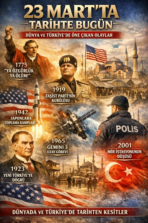 23 Mart&rsquo;ta Tarihte Bug&uuml;n: D&uuml;nya ve T&uuml;rkiye&rsquo;de &Ouml;ne &Ccedil;ıkan Olaylar
