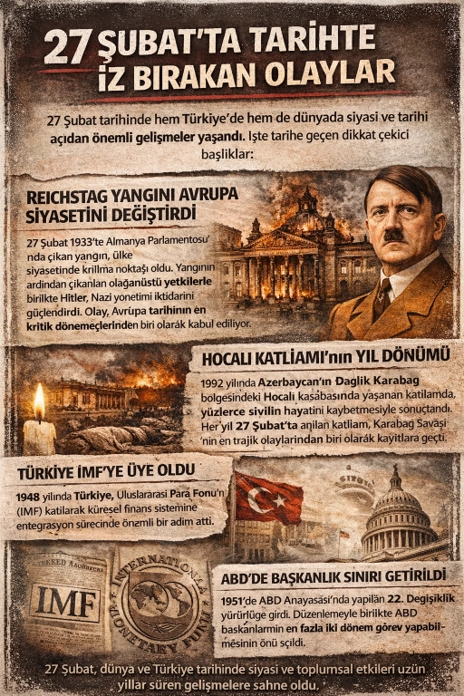 27 Şubat&rsquo;ta Tarihte İz Bırakan Olaylar