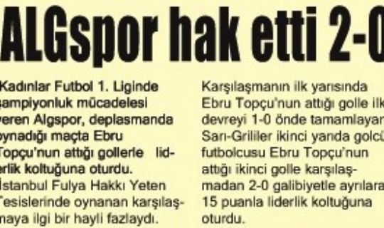 ALG SPOR HAK ETTİ
