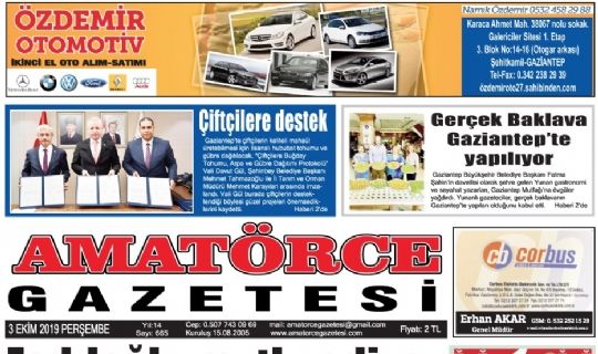AMATÖRCE GAZETESİ 2019-10-03 BASKI 1. SAYFA