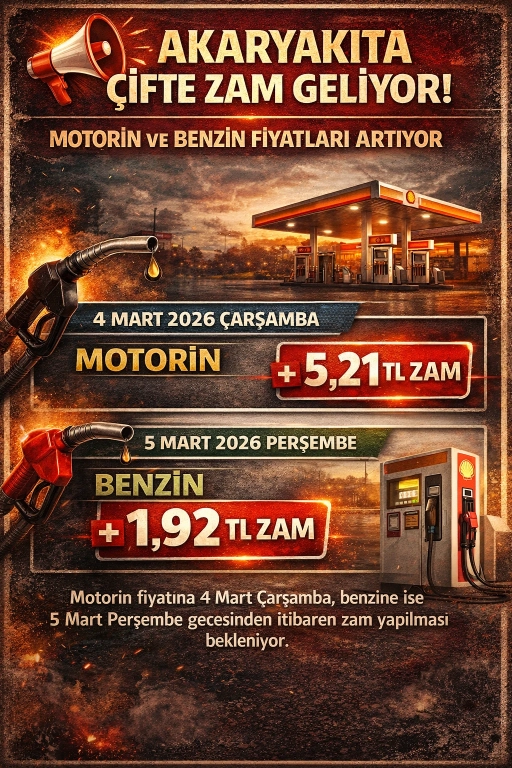 Akaryakıta &Ccedil;ifte Zam Geliyor: Motorin ve Benzin Fiyatları Artıyor