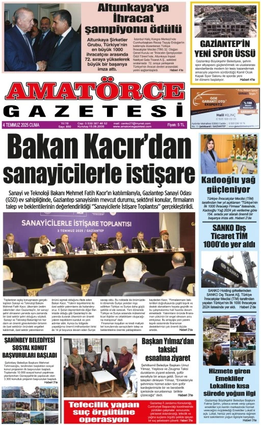 Amatörce Gazetesi 850. Sayı 1. Sayfa 