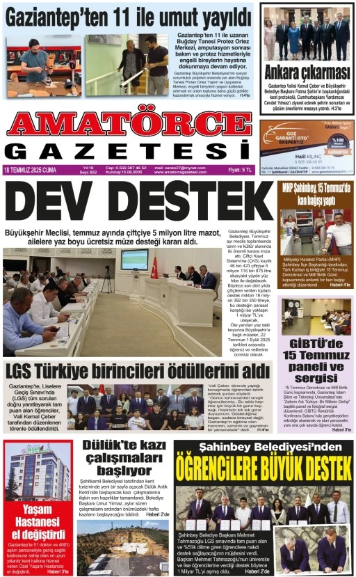 Amatörce Gazetesi 852. Sayı 1. Sayfa 