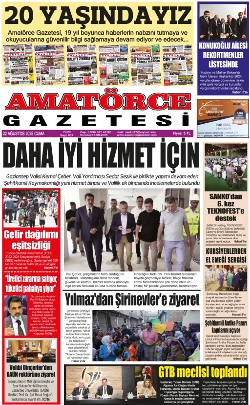 Amatörce Gazetesi 857. Sayı 1. Sayfa 
