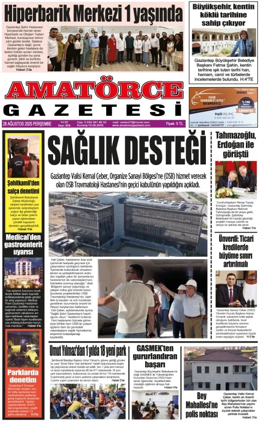Amatörce Gazetesi 858. Sayı 1. Sayfa 
