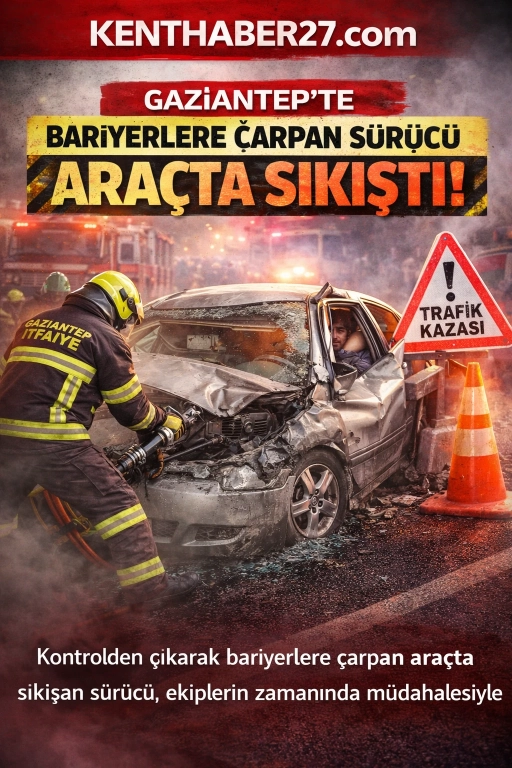 Bariyerlere &Ccedil;arpan S&uuml;r&uuml;c&uuml; Ara&ccedil;ta Sıkıştı