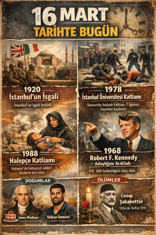 D&uuml;nya ve T&uuml;rkiye&rsquo;de 16 Mart