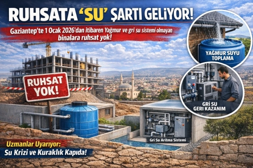 Gaziantep&rsquo;te inşaat Ruhsatına &ldquo;Su&rdquo; Şartı. 1 Ocak 2026&rsquo;dan İtibaren Yağmur ve  Gri Su Sistemi Olmayan Binalara Ruhsat yok