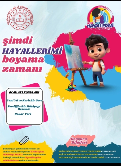 Gaziantep&rsquo;te Minik Ressamlar Hayallerini Tuvale Yansıtıyor