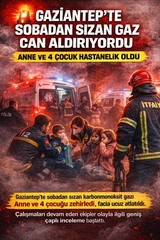 Gaziantep&rsquo;te Sobadan Sızan Gaz Can Aldırıyordu: Anne ve 4 &Ccedil;ocuk Hastanelik Oldu