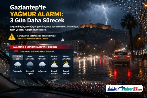 Gaziantep&rsquo;te Yağmur Alarmı! 3 G&uuml;n Daha S&uuml;recek