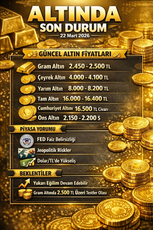 ALTIN FİYATLARINDA SON DURUM (22 Mart 2026)