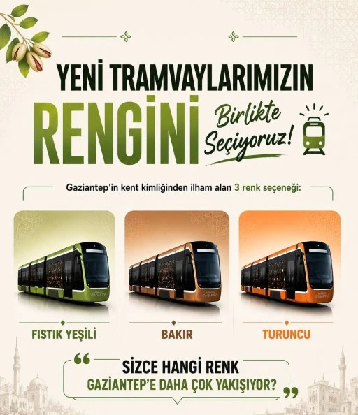 B&Uuml;Y&Uuml;KŞEHİR&rsquo;İN ŞEHRE KAZANDIRACAĞI YENİ TRAMVAYLARIN RENGİNİ GAZİ ŞEHİRLİLER OYLARIYLA BELİRLEYECEK