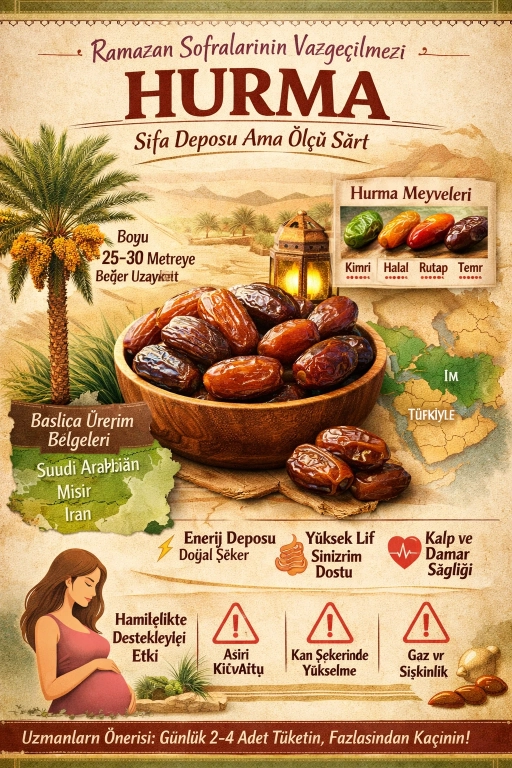 Ramazan Sofralarının Vazge&ccedil;ilmezi Hurma: Şifa Deposu Ama &Ouml;l&ccedil;&uuml; Şart