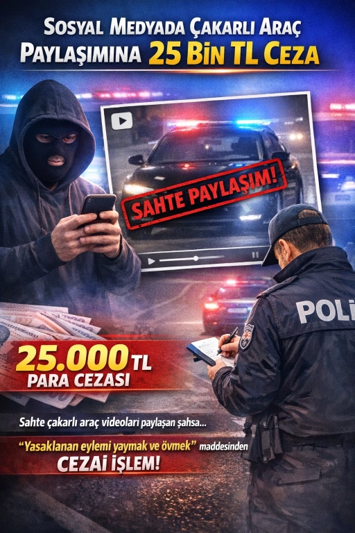 Sosyal Medyada &Ccedil;akarlı Ara&ccedil; Paylaşımına 25 Bin TL Ceza